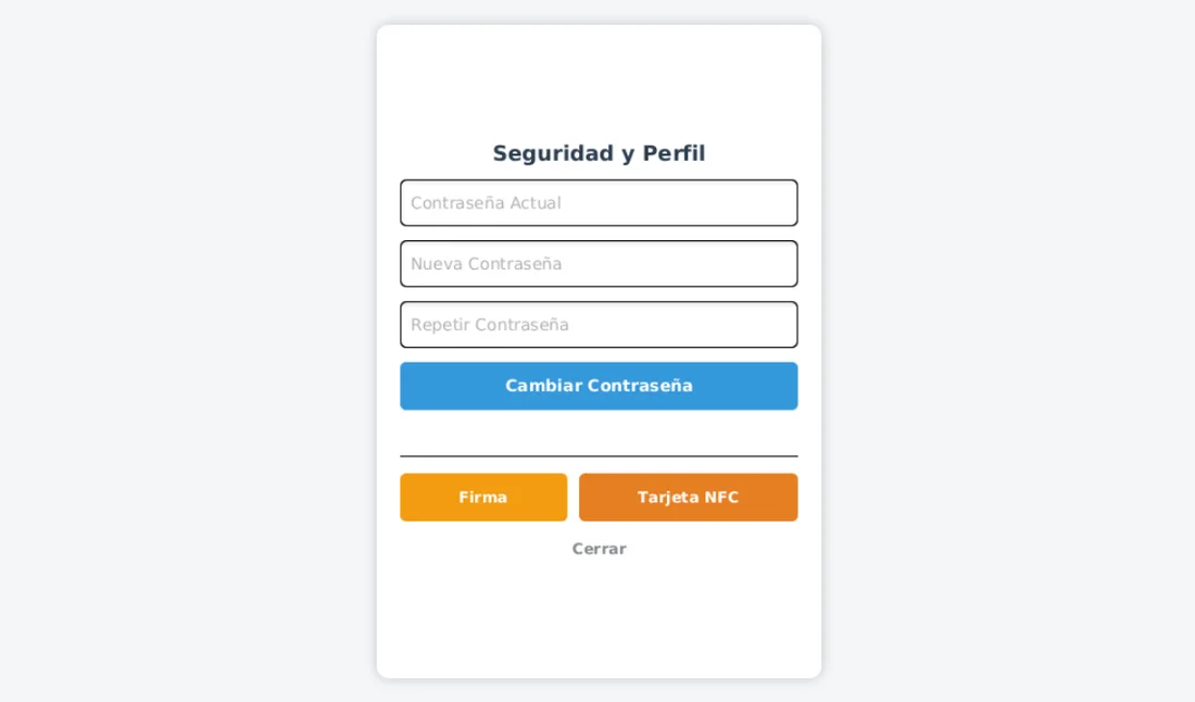 Pantalla de seguridad y perfil