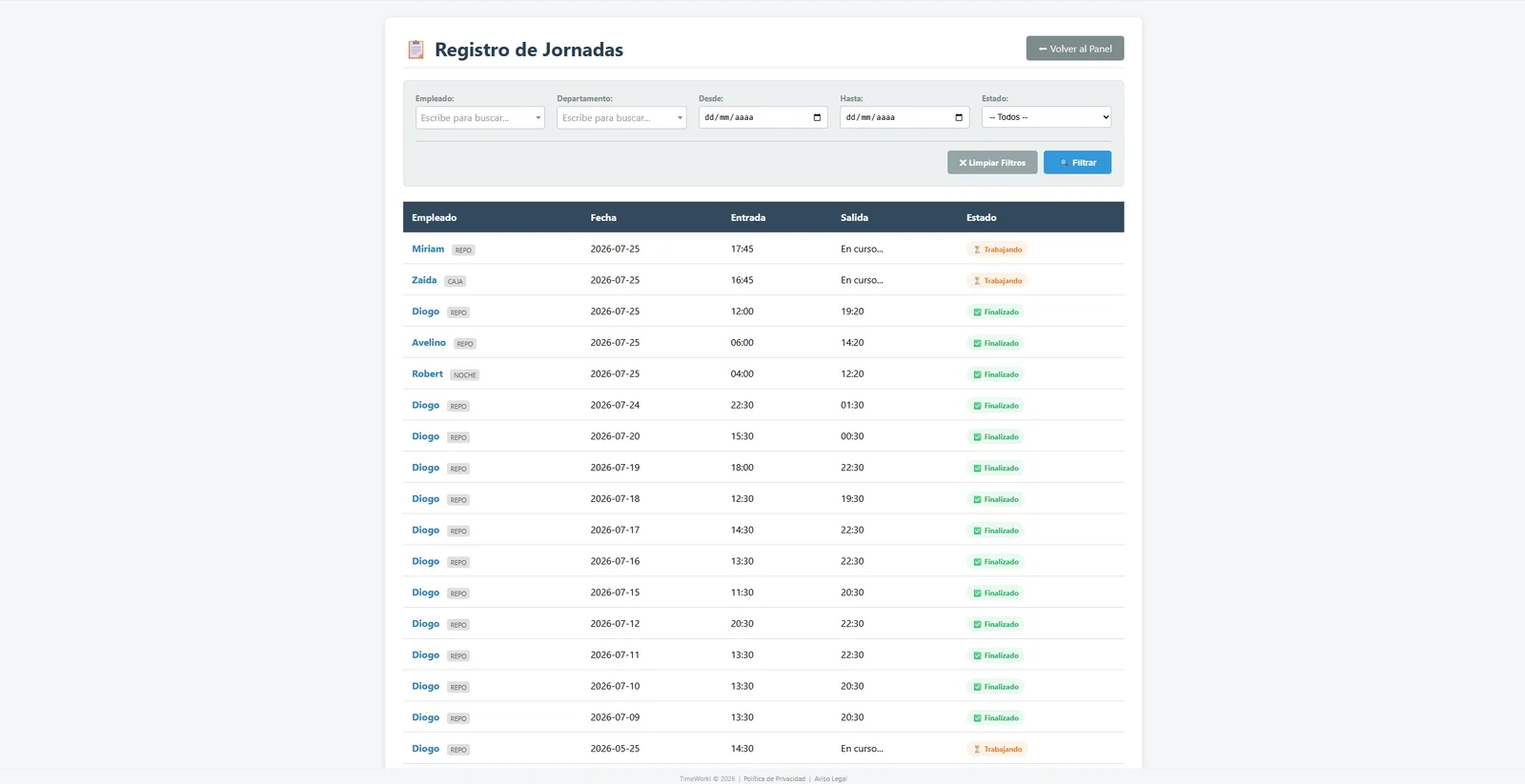 Registro de jornadas